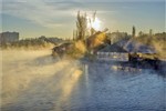 Зимнее утро на теплом озере.. (2) 